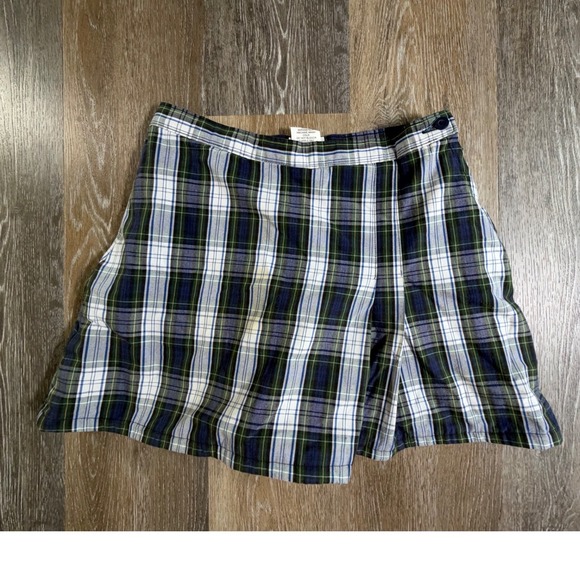 Becky Thatcher Elderwear Other - Becky Thatcher Skort Girls 8.5 Green Blue Plaid Pleated Uniform Wrap Skirt 5872